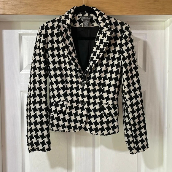 George by Mark Eisen Women’s Blazer Button Closure Collared Houndstooth Size 4 - Picture 2 of 10